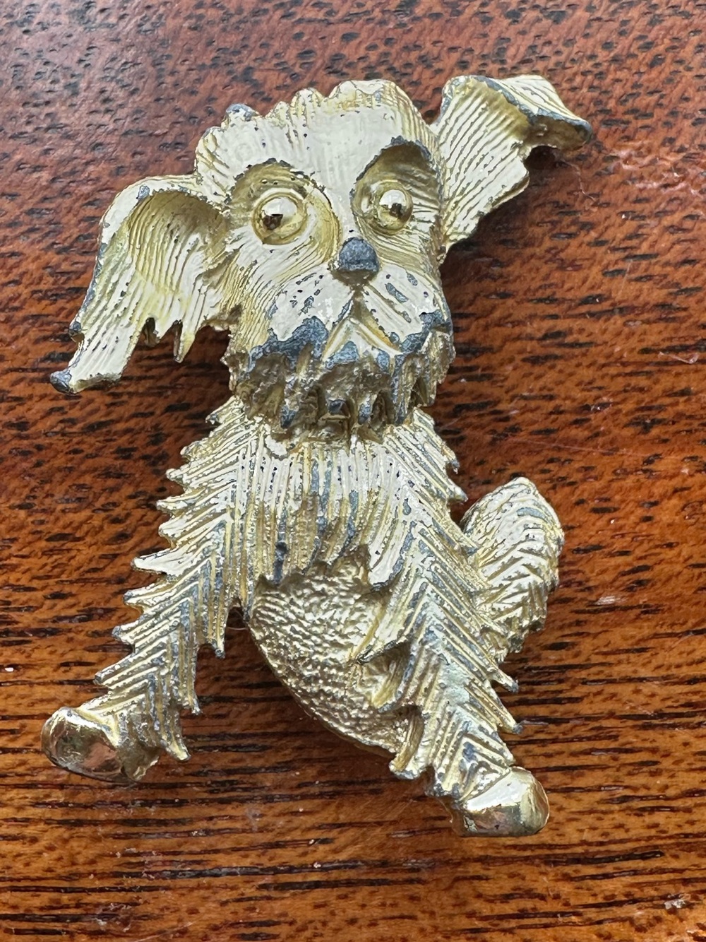 Vintage Dog Brooch Gold Tone Scottie, Schnauzer, or Yorkie